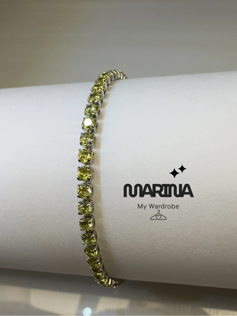 MARINA Women’s Lime Green Tennis Bracelet - Elegant Crystal Line Bracelet